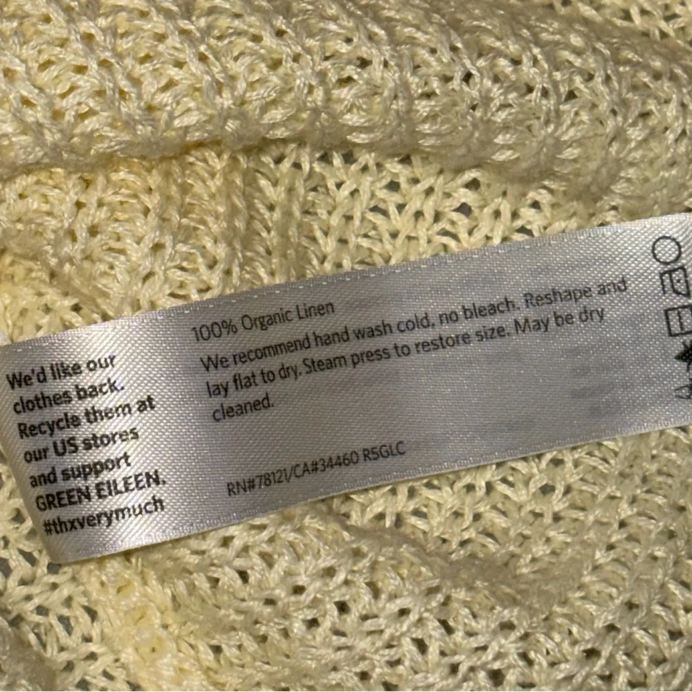 NEW Eileen Fisher Yellow Organic Linen Ballet Neck Open Weave Daisy Sweater Med
